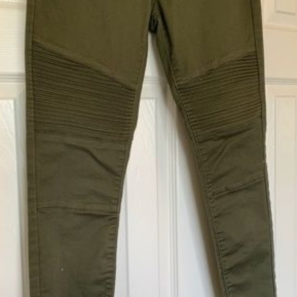 NWOT Harper Olive Motorcycle pants skinny fit, zippered pockets 28 - Picture 3 of 5